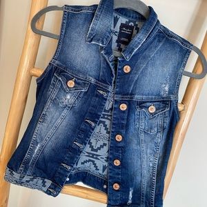 Mavi Jeans Denim Vest with Brass Button Detailing